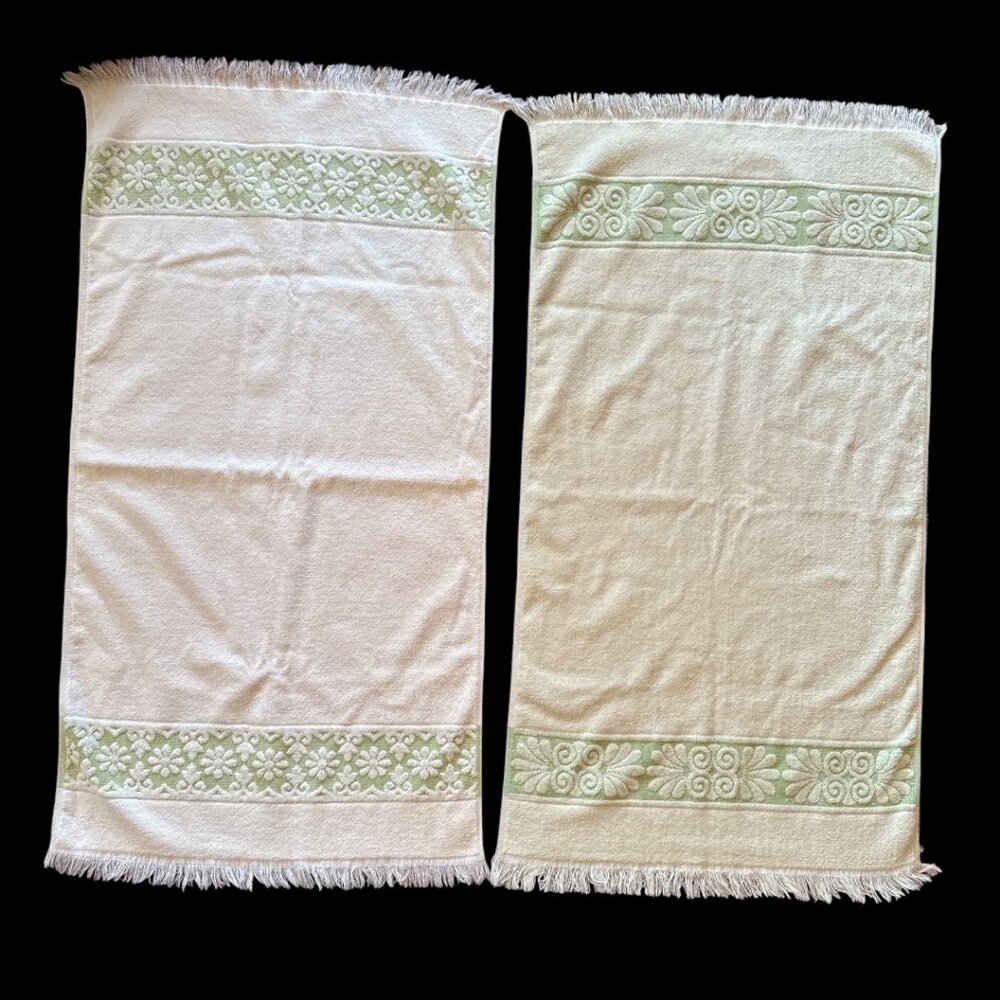 Vintage Cannon Monticello/JC Penney Towels (Pair) Lime Green USA